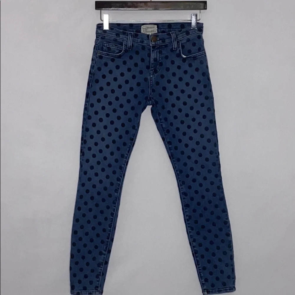 Current Elliott Flocked Dot The Stiletto Jeans - Size 25 - Picture 2 of 7
